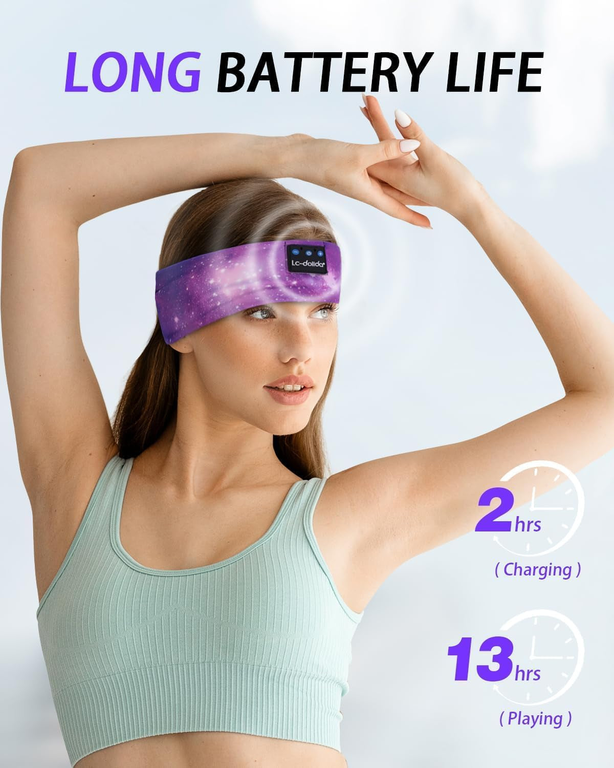 Bluetooth 5.4 Sleep Headphones with Headband Design, Wireless Earphones for Relaxation, Exercise, and Yoga (Purple)