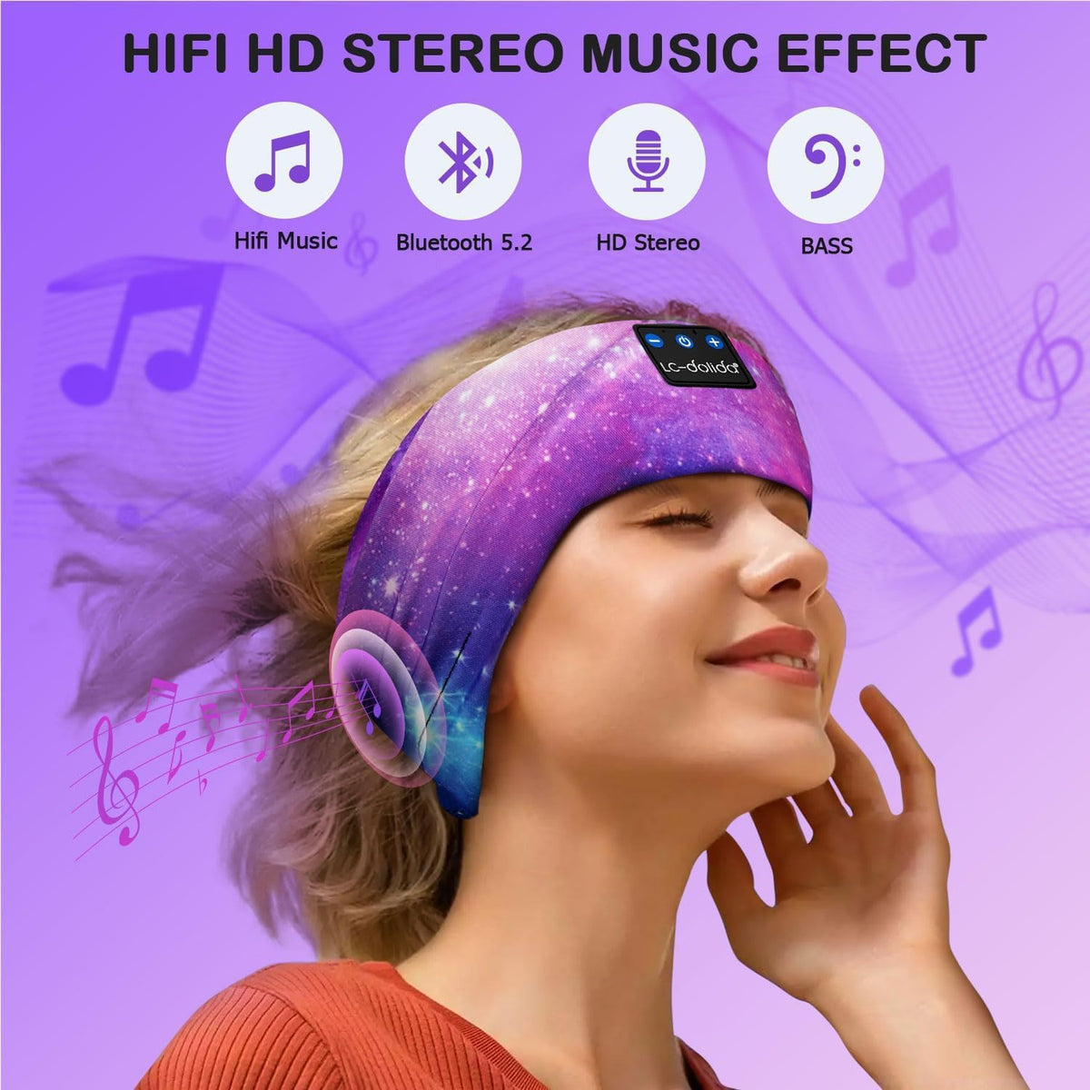 Bluetooth 5.4 Sleep Headphones with Headband Design, Wireless Earphones for Relaxation, Exercise, and Yoga (Purple)