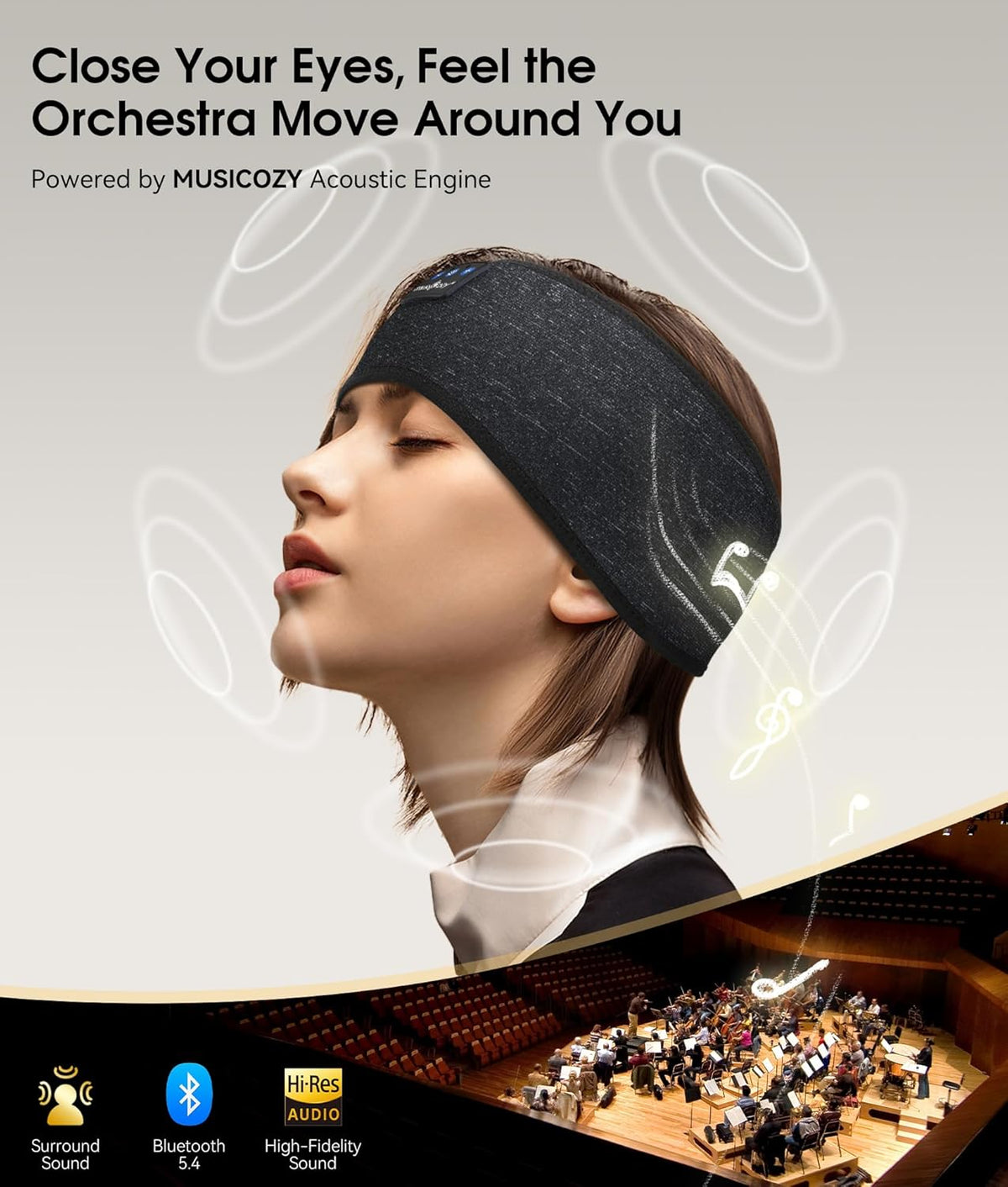Bluetooth 5.4 Wireless Sleep Headphones Headband for Sports and Audio