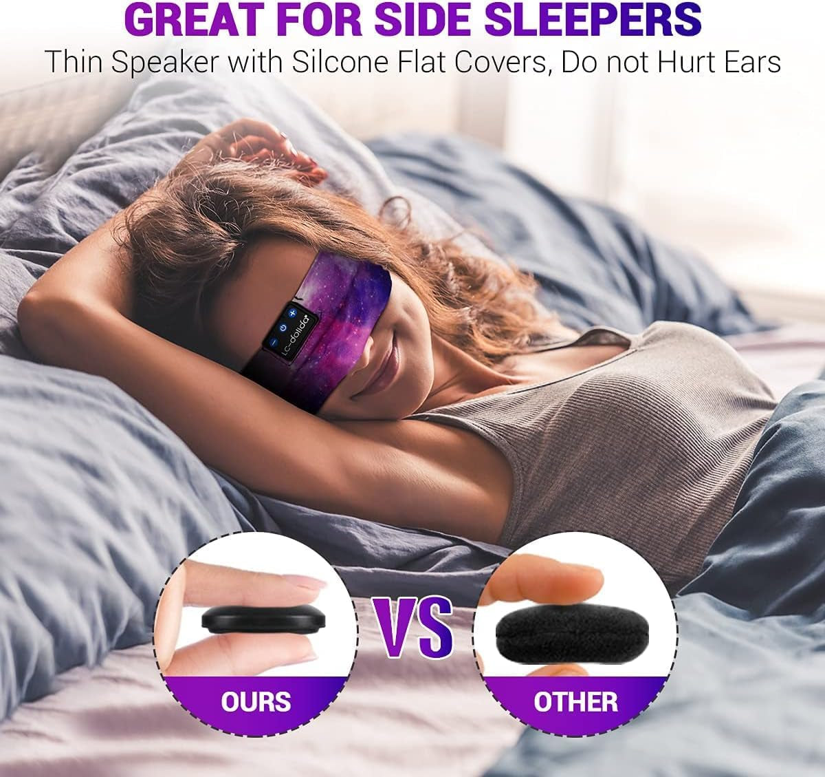 Bluetooth 5.4 Sleep Headphones with Headband Design, Wireless Earphones for Relaxation, Exercise, and Yoga (Purple)
