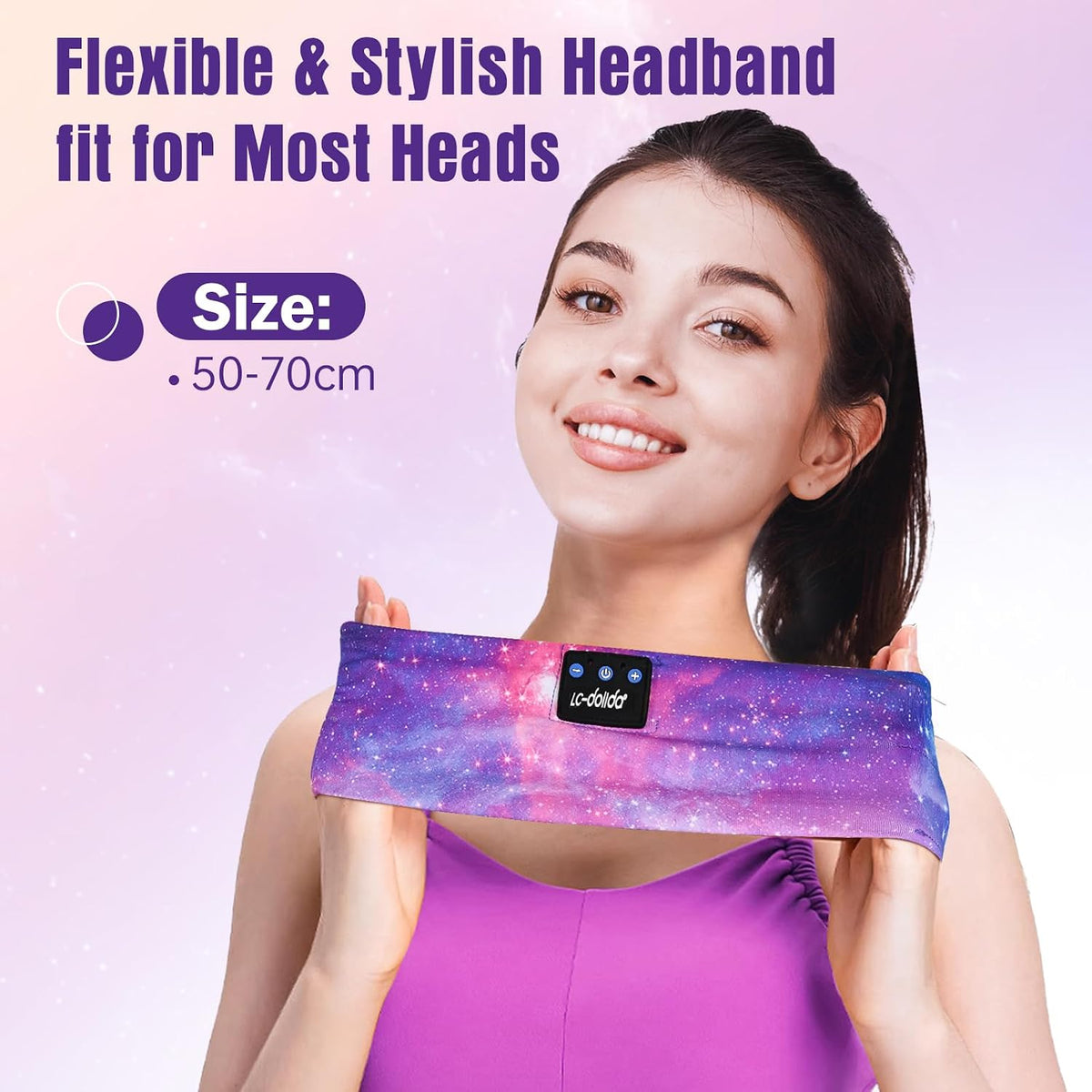 Bluetooth 5.4 Sleep Headphones with Headband Design, Wireless Earphones for Relaxation, Exercise, and Yoga (Purple)