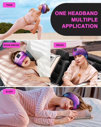 Bluetooth 5.4 Sleep Headphones with Headband Design, Wireless Earphones for Relaxation, Exercise, and Yoga (Purple)