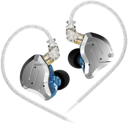 KZ ZS10 Pro HiFi In-Ear Monitors - 4 Balanced Armatures & 1 Dynamic Driver for Musicians - Professional Sound Quality (Blue, No Mic)