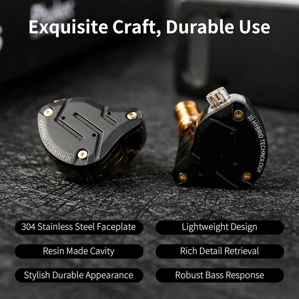 KZ ZS10 Pro HiFi In-Ear Monitors - 4 Balanced Armatures & 1 Dynamic Driver for Musicians - Professional Sound Quality (Blue, No Mic)