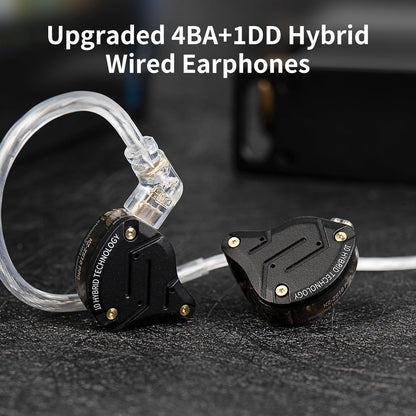 KZ ZS10 Pro Premium In-Ear Monitors - High-Fidelity Gaming Earbuds with 4BA & 1DD Drivers, Upgraded Detachable Cable (Black, No Mic)